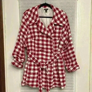 New Nina Leonard houndstooth sangria coat XL